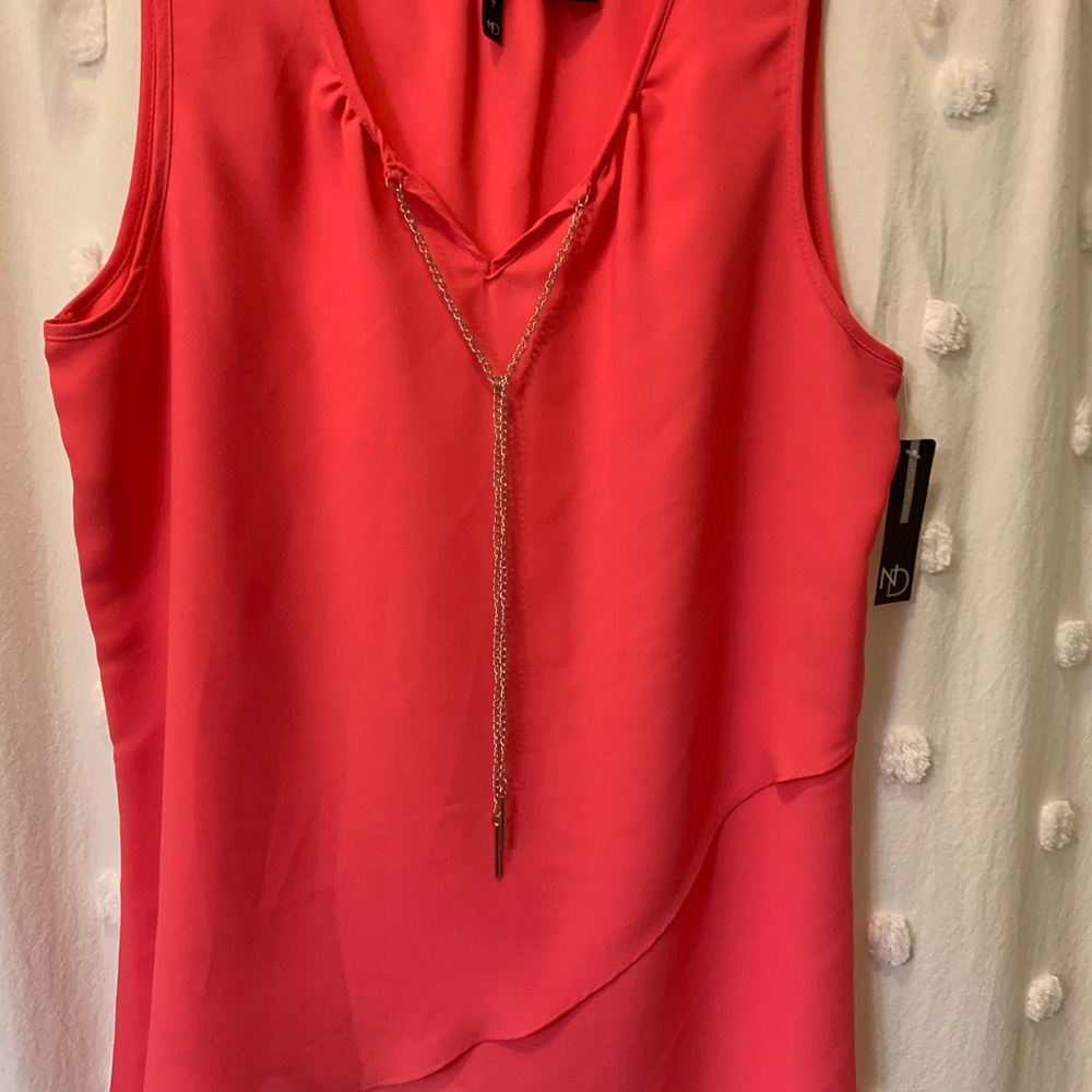 New Directions Pink Sleeveless Asymmetrical Blouse